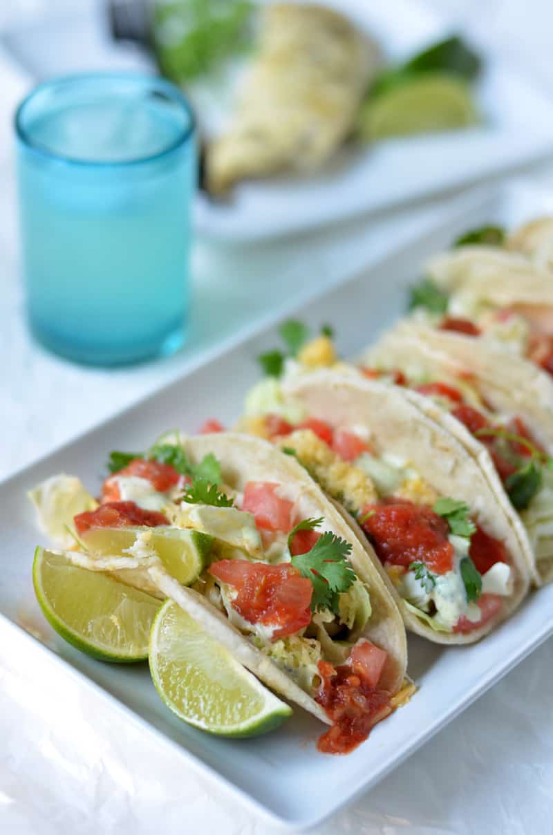 Tinfoil grilled fish tacos with creamy cilantro dressing