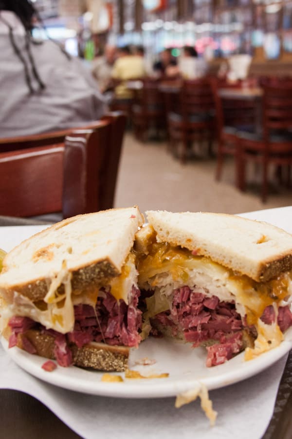 Katz's Delicatessen in New York City: serving some of the BEST sandwiches in the entire city. Don't forget to try the pastrami, corned beef, and the knish. Full review at femalefoodie.com!