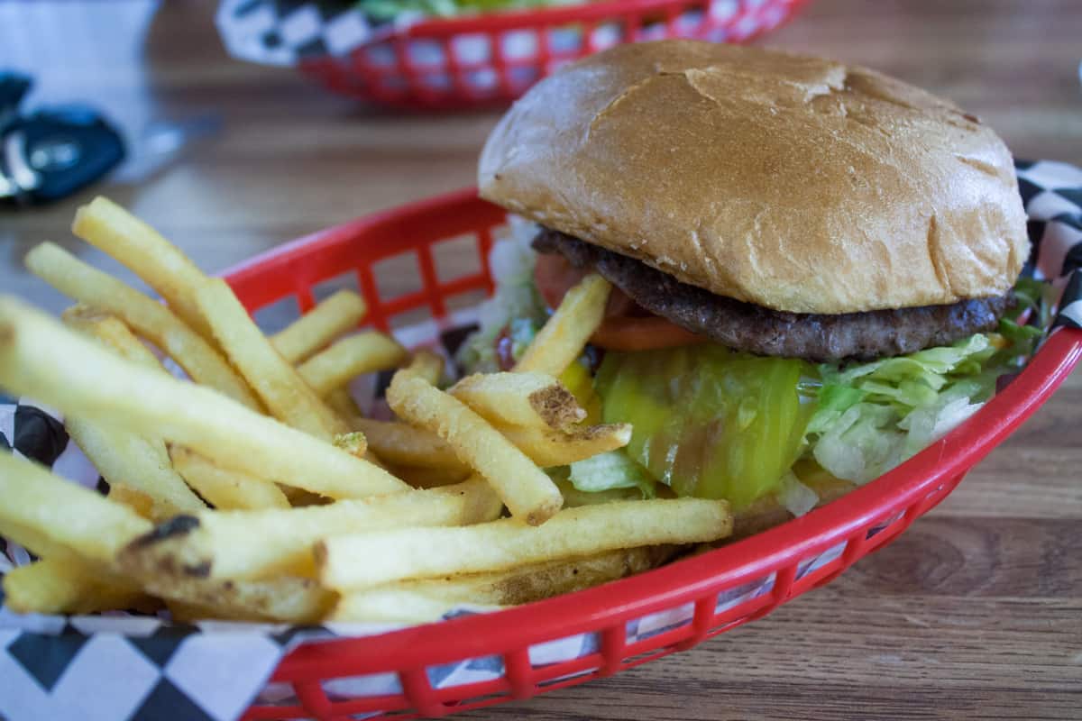Classic hamburger at Slacker's Burger Joint near Capitol Reef National Park