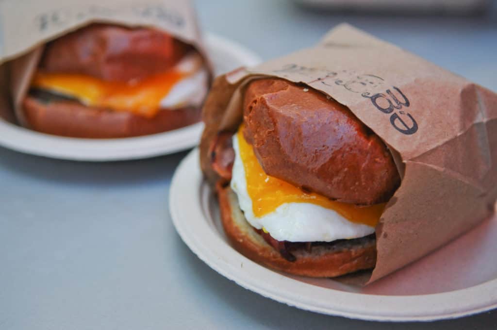Eggslut in Los Angeles is home to the arguably perfect breakfast sandwich. The menu is simple, consisting of egg sandwiches, two specialties, two sides, and drinks. Read our full review at femalefoodie.com!