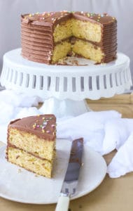 9 Ingredient Moist Yellow Cake With Chocolate Buttercream Frosting