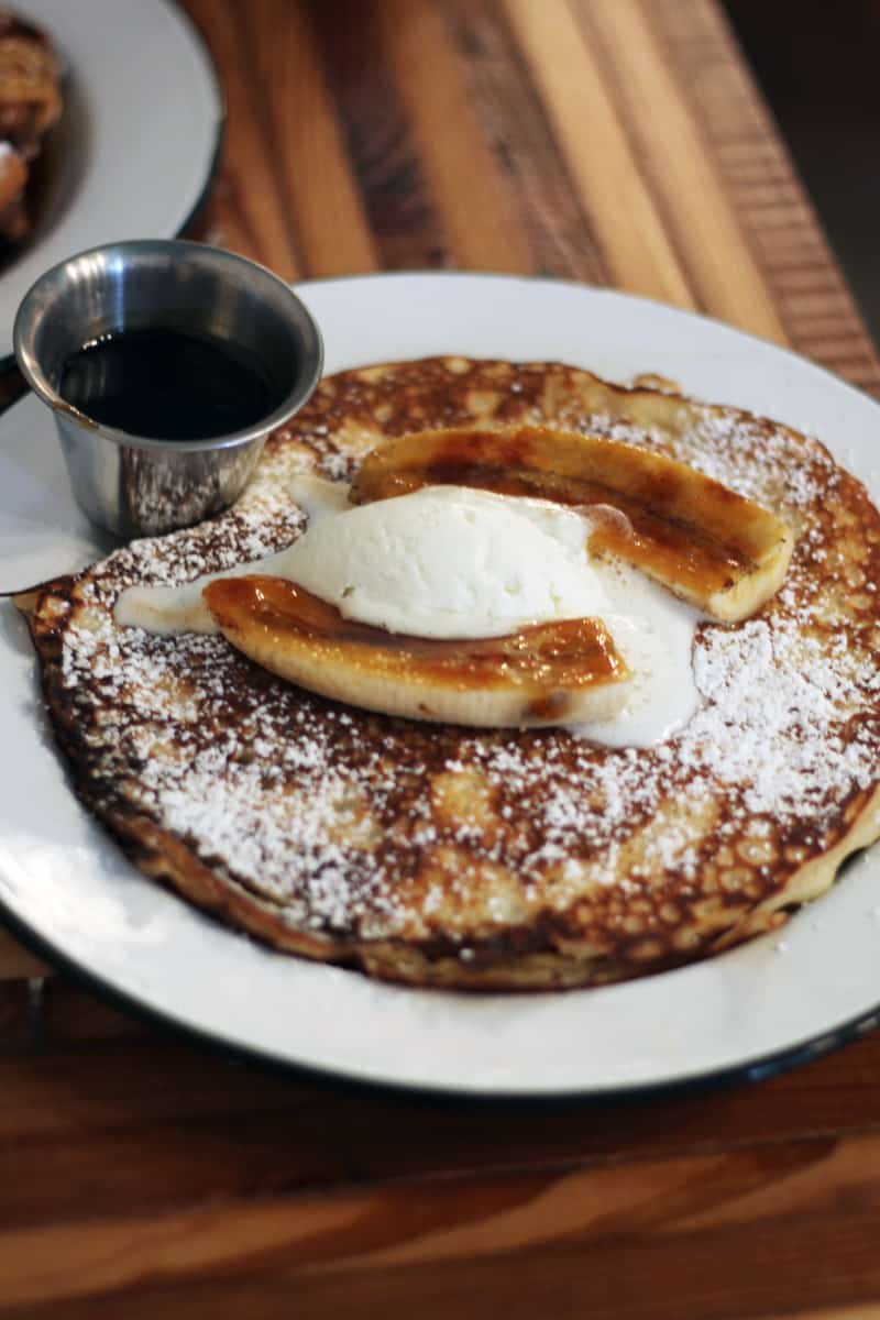 san antonio breakfasts: bananas foster buttermilk pancakes by NOLA Brunch & Beignets