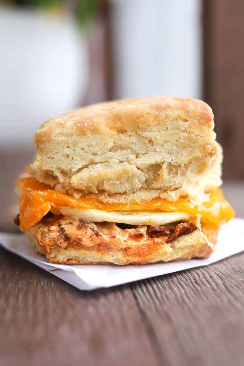 breakfast sandwich by Bird Bird Biscuit, best brunch in Austin