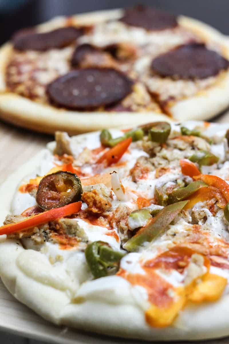 vegan pizza from Seasons Plant Based Bistro
