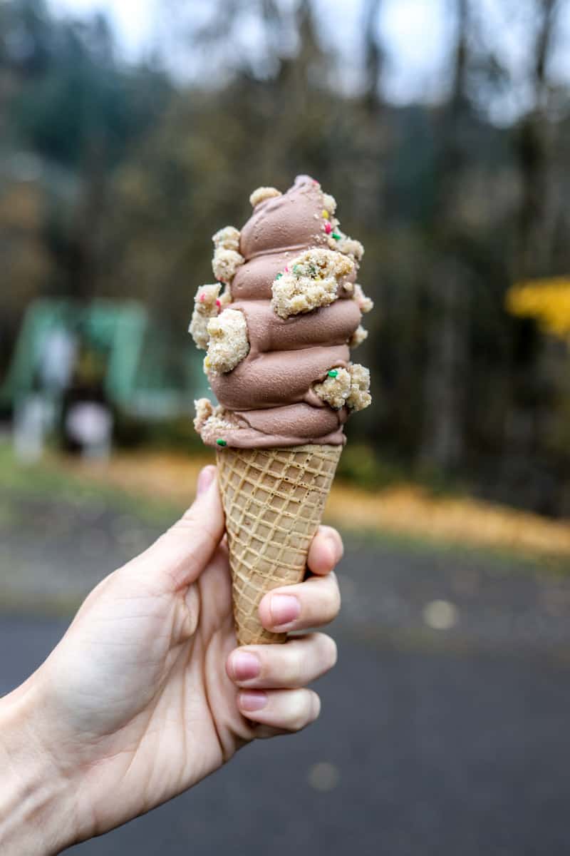 Soft serve ice cream cone from Sugarpine Drive-In in Troutdale, Oregon