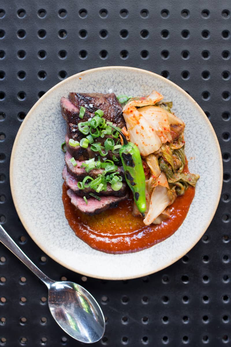 Short Rib Steak made with kalbi beef and served with grilled kimchi by Joule- best seattle restaurants