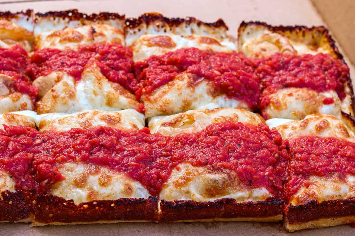 Detroit-style pizza from Side Door Pizza