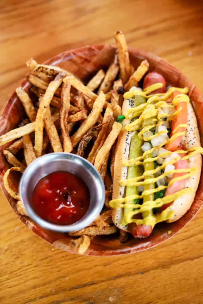 hot dogs with fries