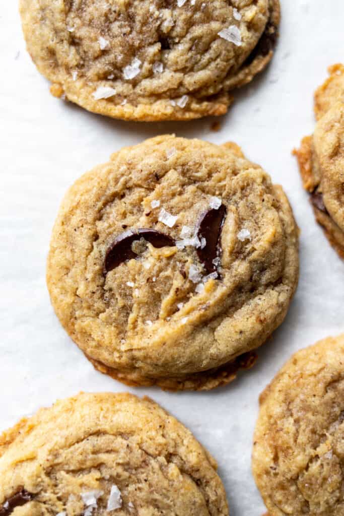 Browned Butter Chocolate Chip Cookies with Flaky Sea Salt