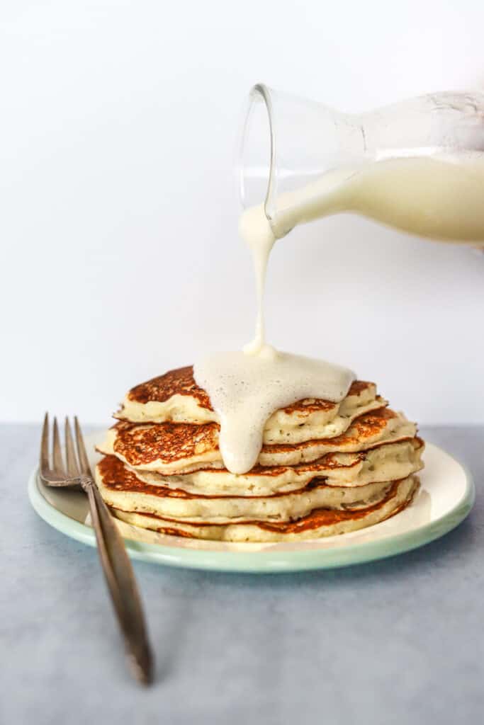 lemon pancakes with a homemade buttermilk syrup