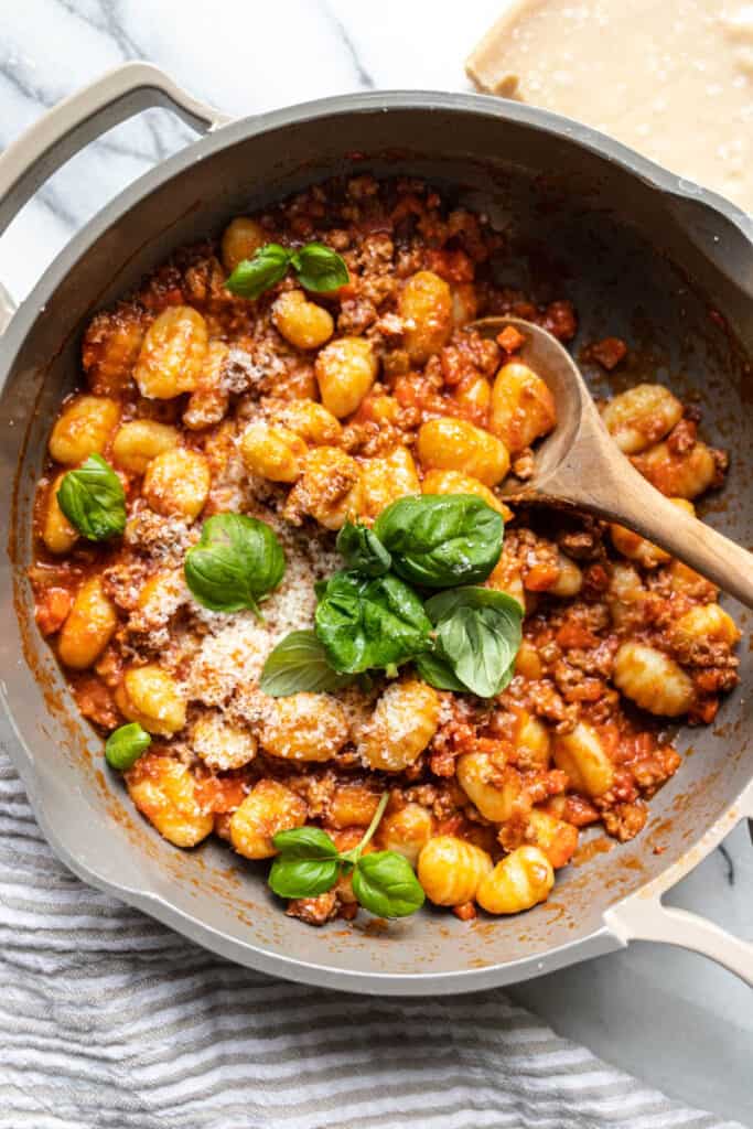 gnocchi bolognese in pan