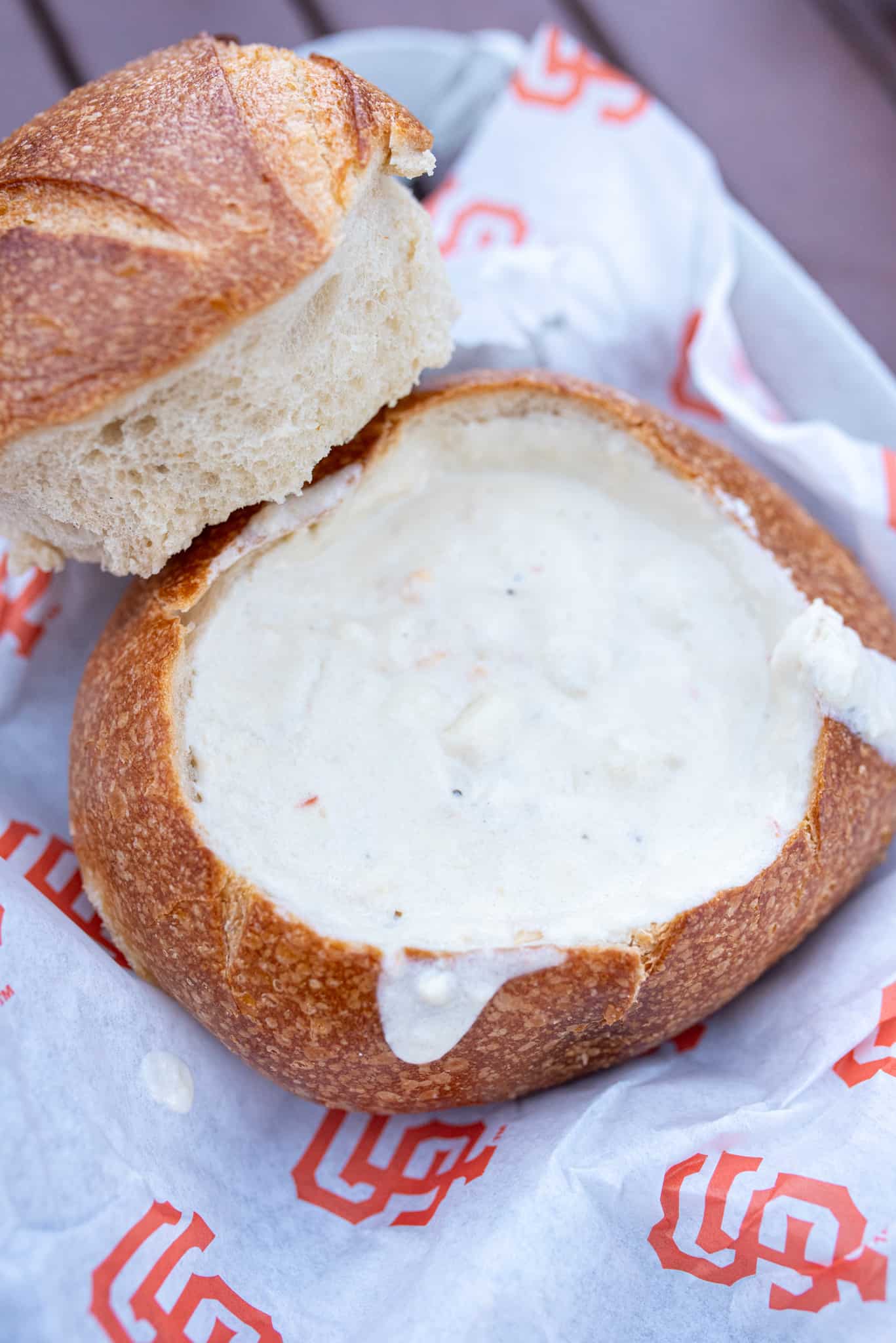 Clam Chowder bread bowl at Oracle Park