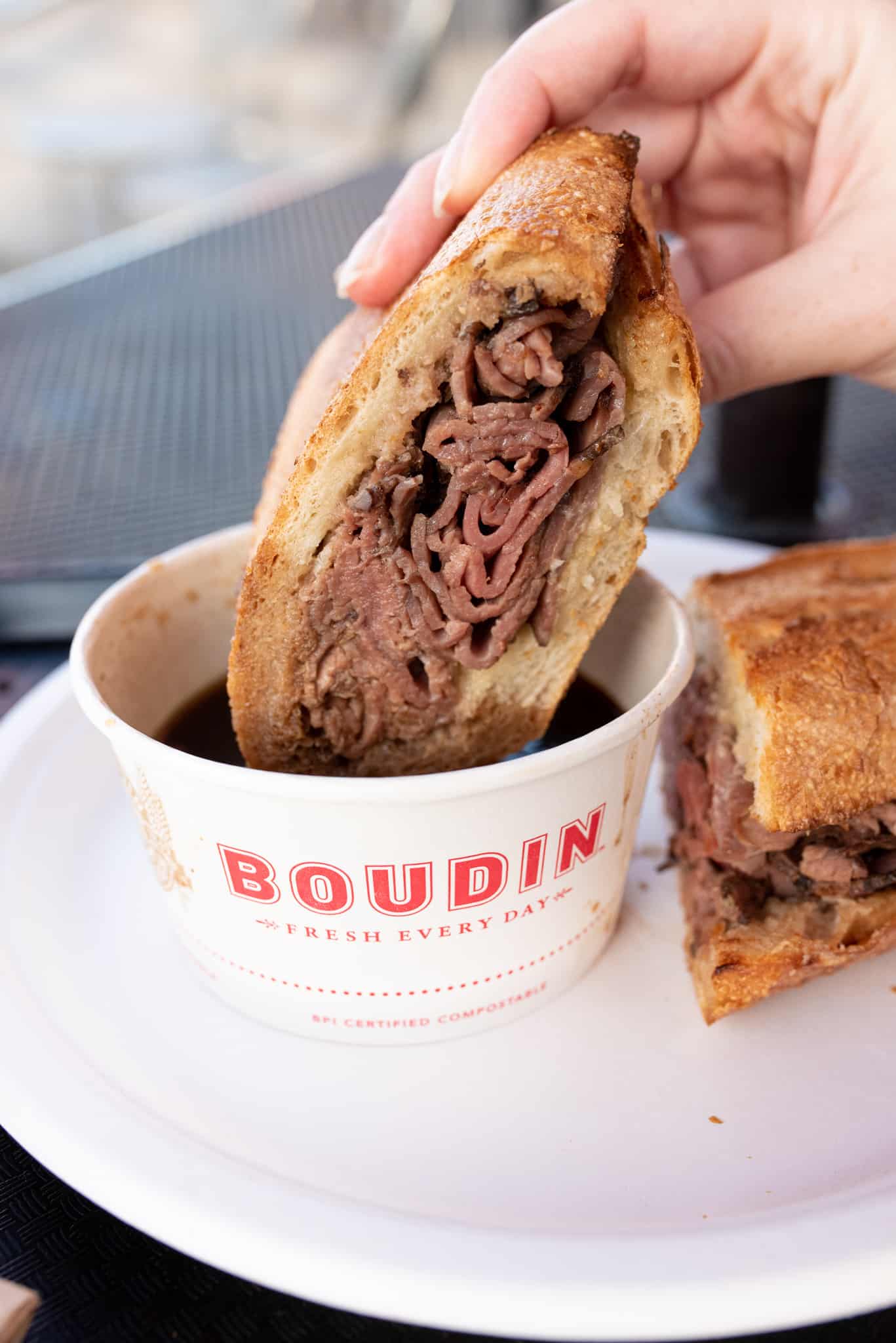 best sandwiches in san francisco: Classic french dip sandwich by Boudin