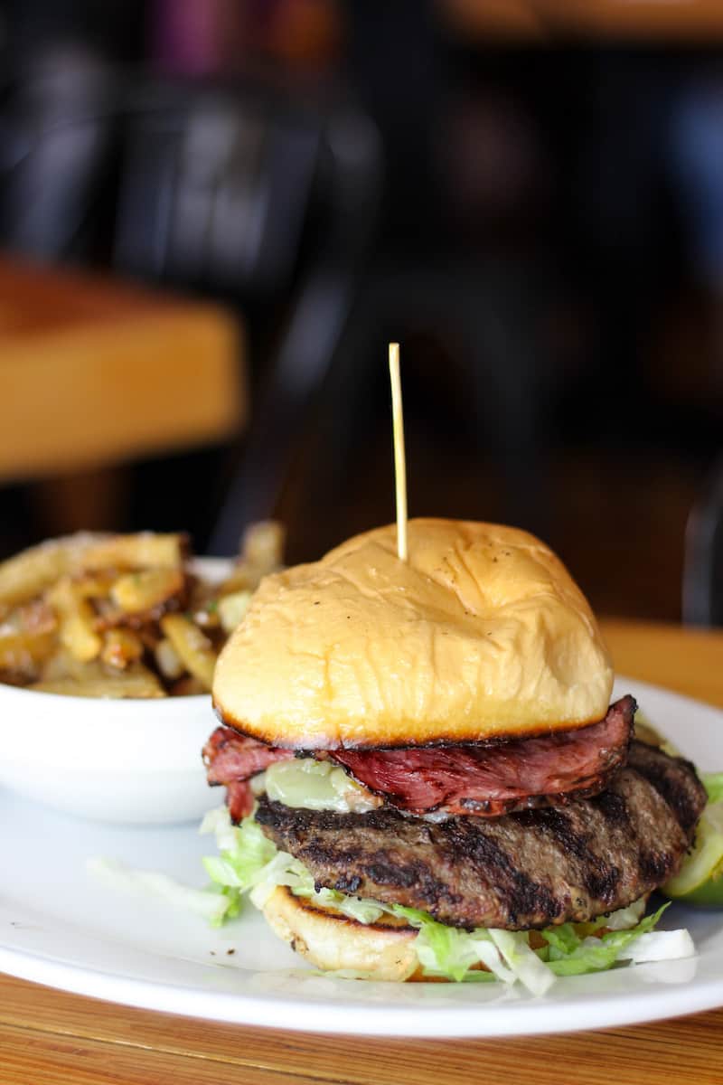 Back 40 Ranch House Grill- Back 40 burger, local grass-fed beef, lettuce, tomato, caramelized onions, pastrami, jalapeno bacon cheddar, and special sauce.