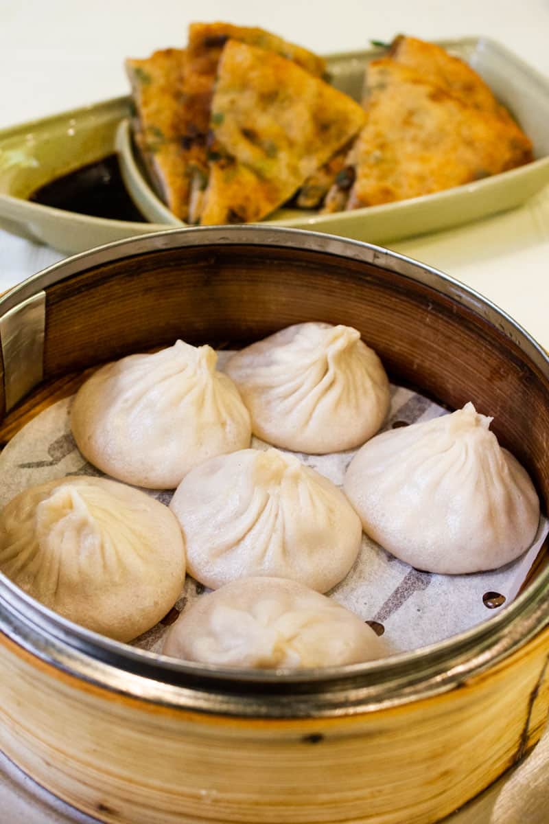Soup dumplings and scallion pancakes by Shanghai 21- best restaurants in Chinatown