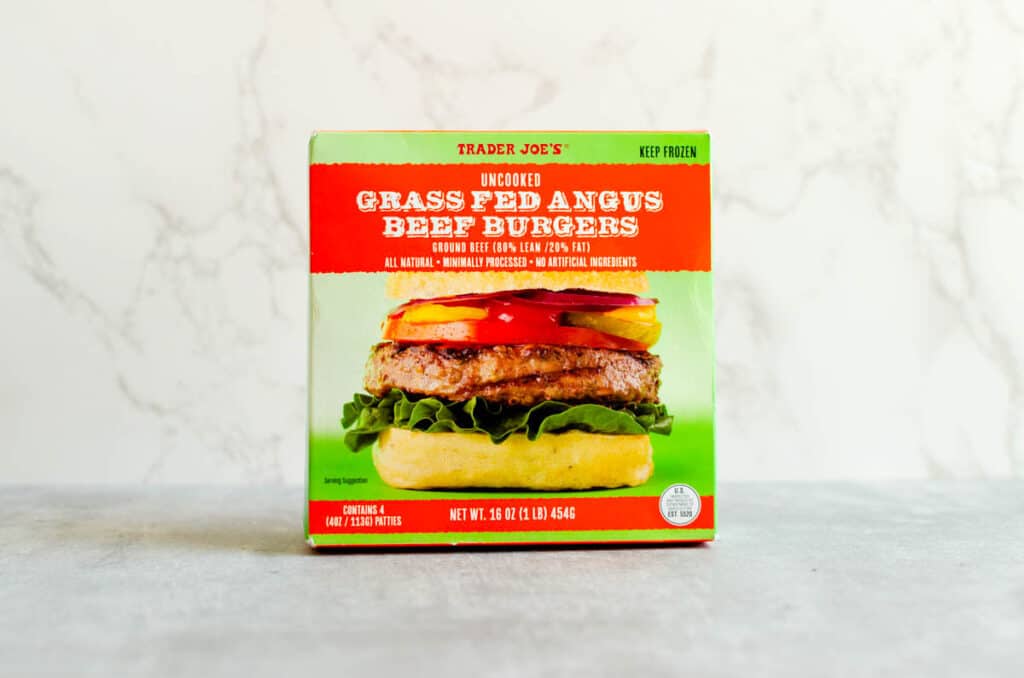 Trader Joe's frozen food: grass fed burgers