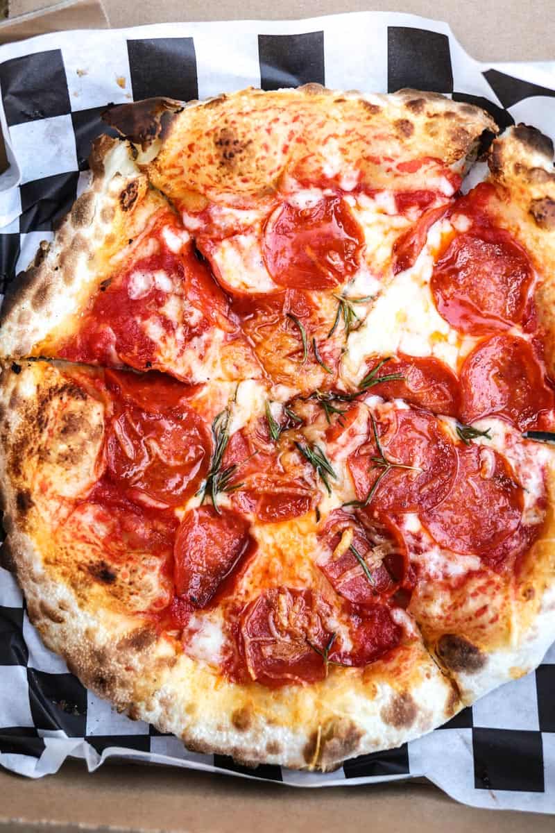 Pepperoni and rosemary pizza by Cucina Rustico, Heber restaurants