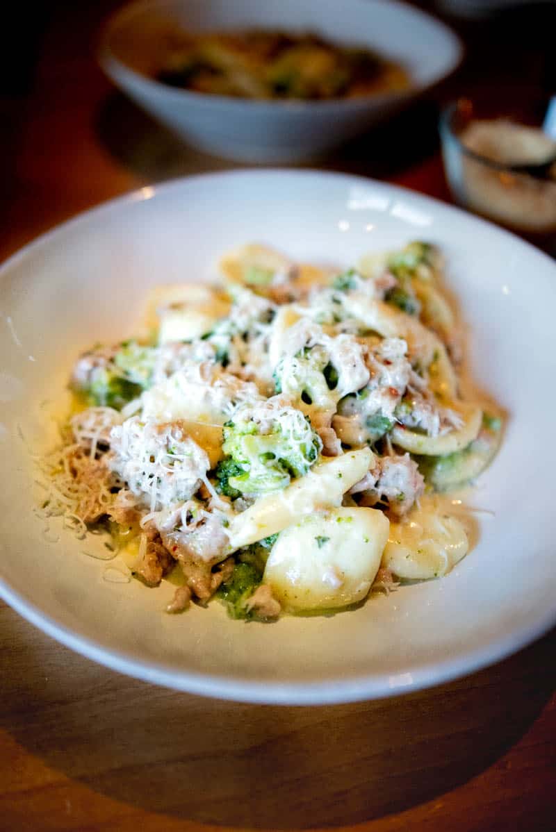 italian restaurants in Phoenix: Casa Mia's creamy strascinati with housemade spicy sausage, tender broccoli, and Montasio cheese