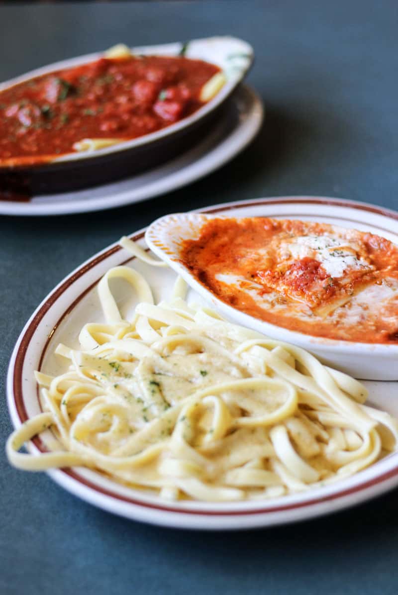 Italian restaurants in Salt Lake City: Francesco's Restaurant's lasagna and pasta with alfredo sauce