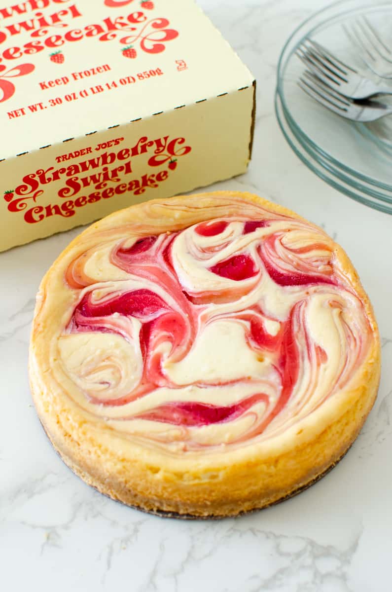 trader joe's desserts: strawberry swirl cheesecake
