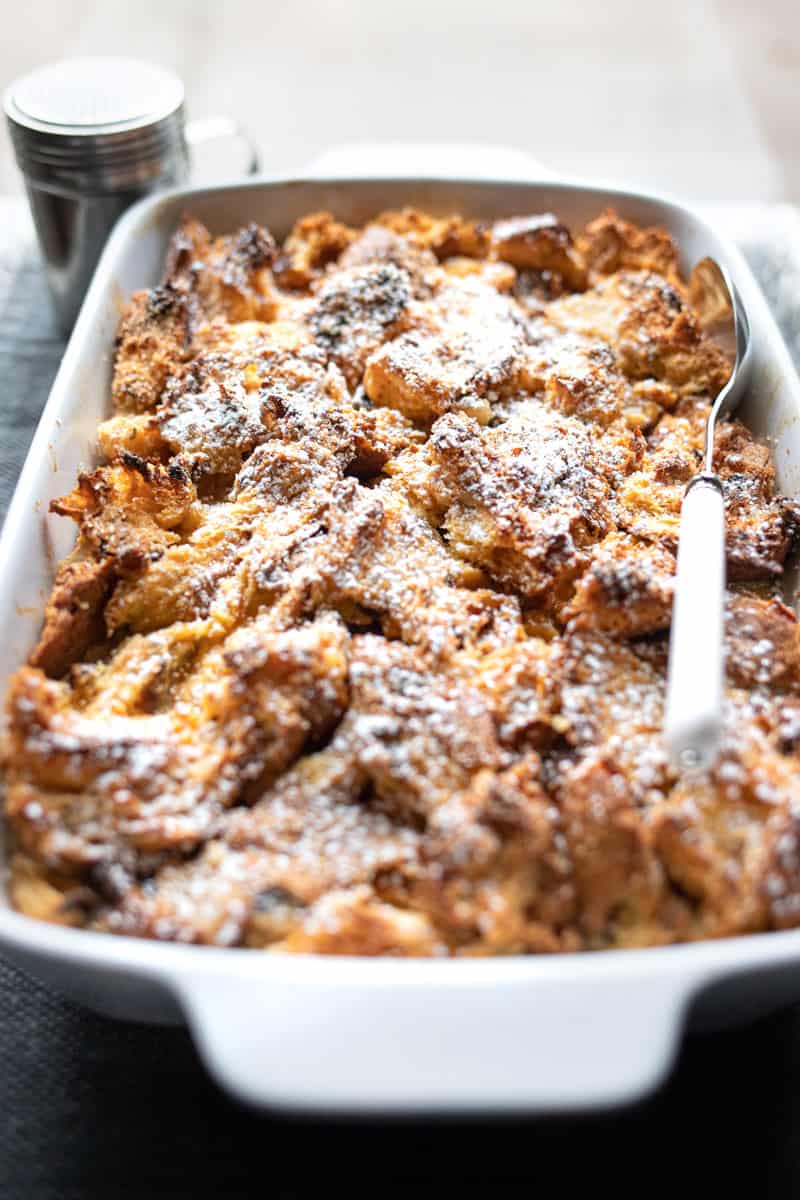 panettone bread pudding in 9x13 pan