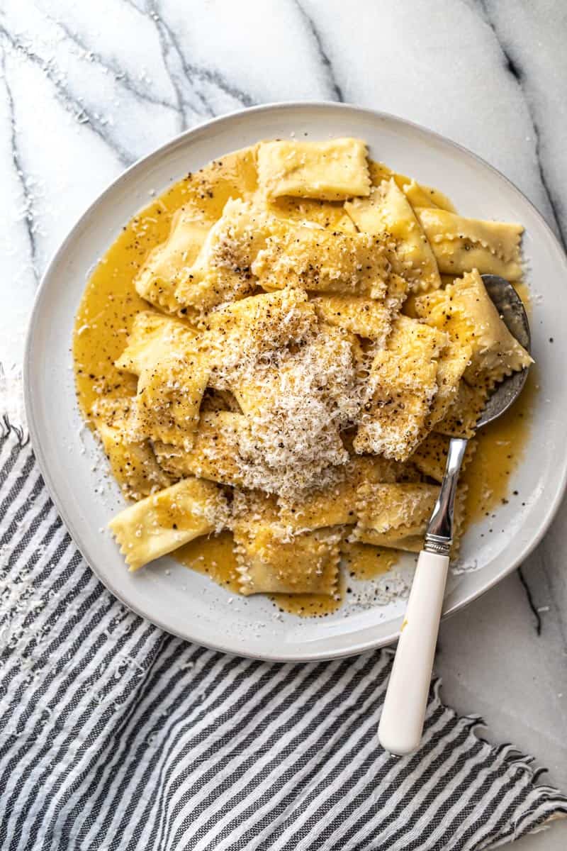ricotta agnolotti with parmigiano butter sauce
