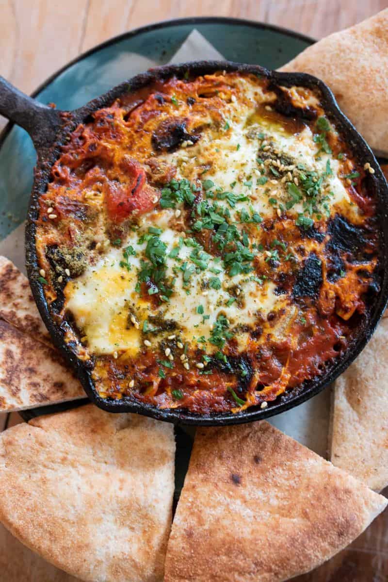 shakshuka served in personal-sized cast iron by Manny's