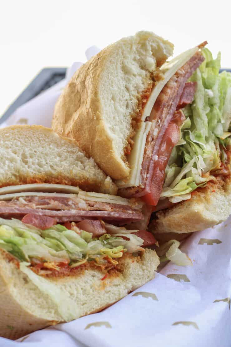 best lunch in slc: Caputo's freshly sliced Italian meats and cheeses on a soft baguette