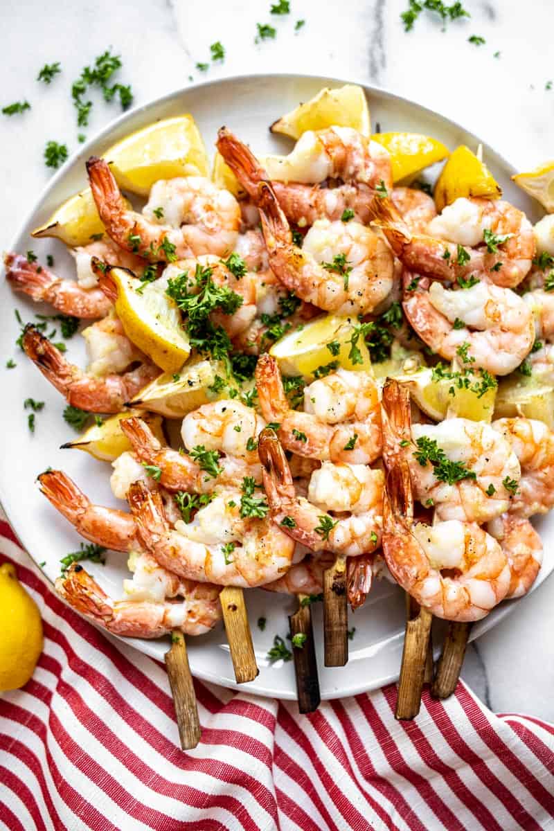 butter & garlic smoked shrimp with minced parsley and lemon