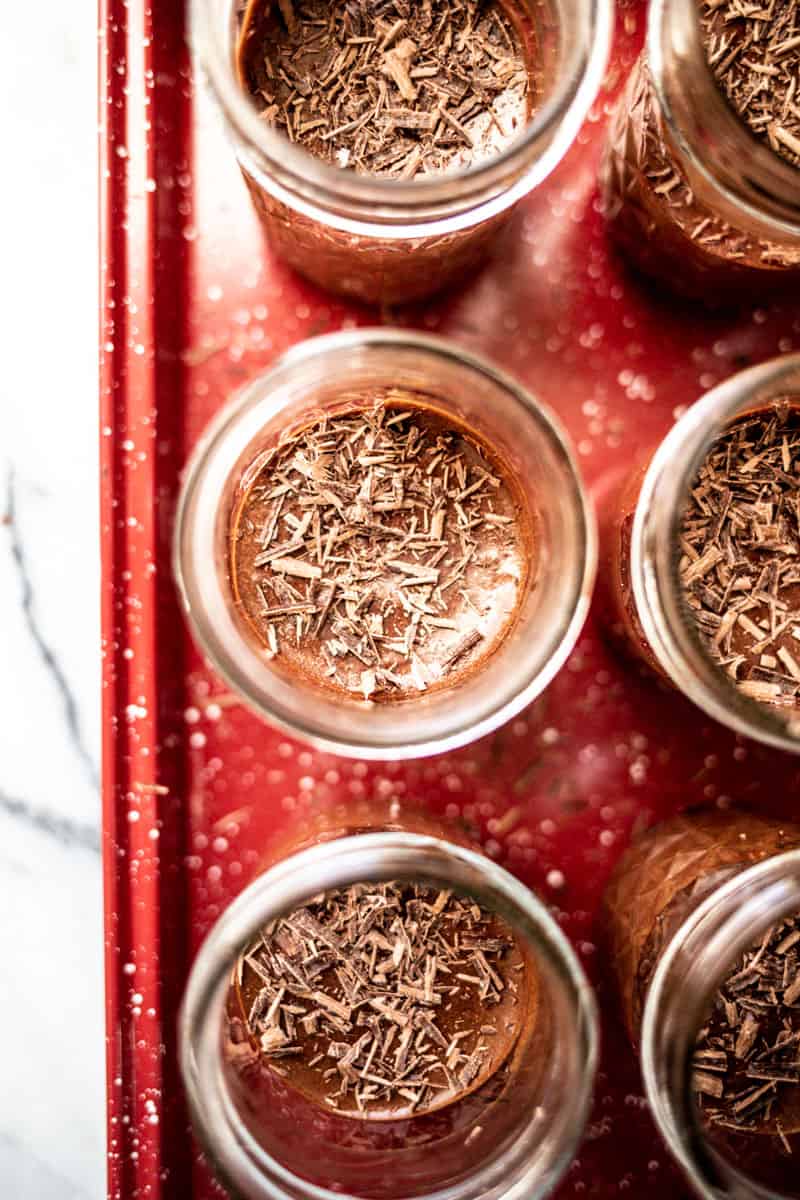 chocolate mousse in jars